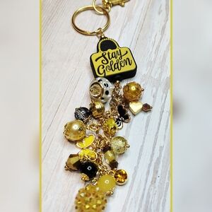 Gold and Yellow Keychain with Charms
